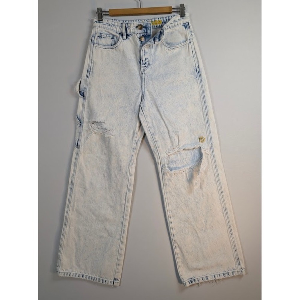 Drew House Carpenter Jeans Mens 28 Light Blue Acid Wash Distressed Wide Leg